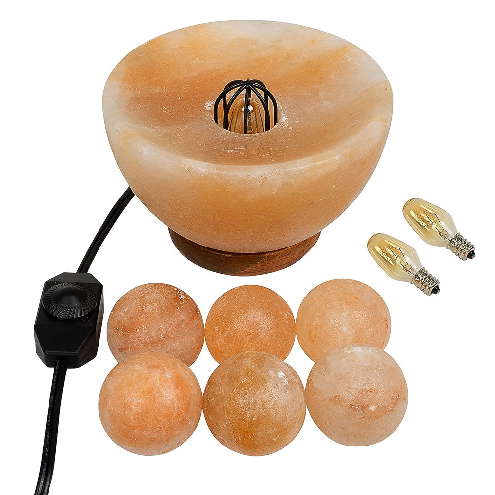 Lampe de Sel de l'Himalaya Zen & Bien-être – 4 Boules de Massage Incluses