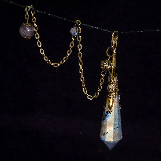 Pendule de Protection en Pierre de Lune Grise – L'Éveil de l'Intuition (Pack de 2)