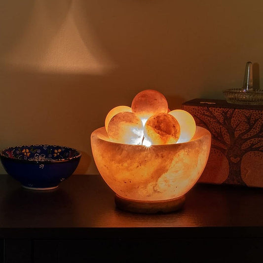 Lampe de Sel de l'Himalaya Zen & Bien-être – 4 Boules de Massage Incluses