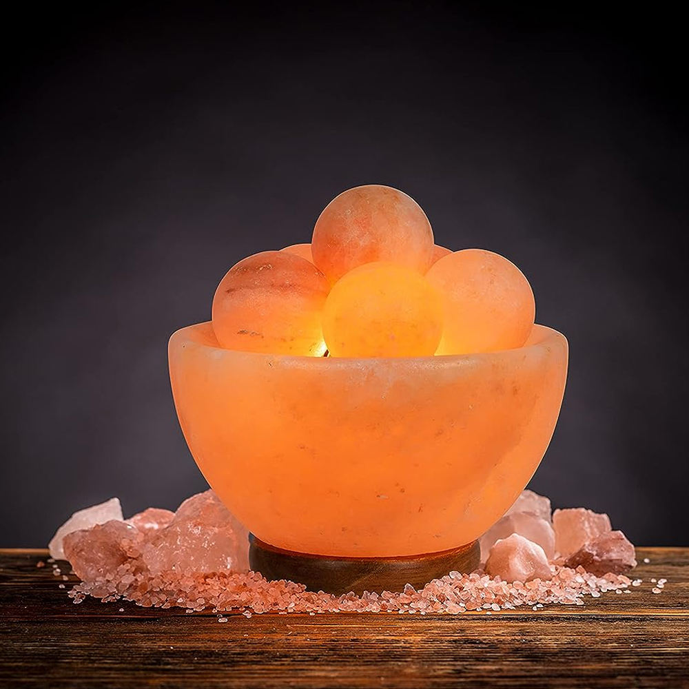 Lampe de Sel de l'Himalaya Zen & Bien-être – 4 Boules de Massage Incluses
