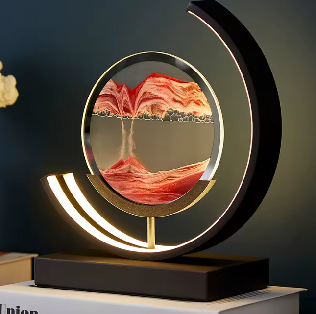 Lampe d'Art Sablier en Verre et Métal
