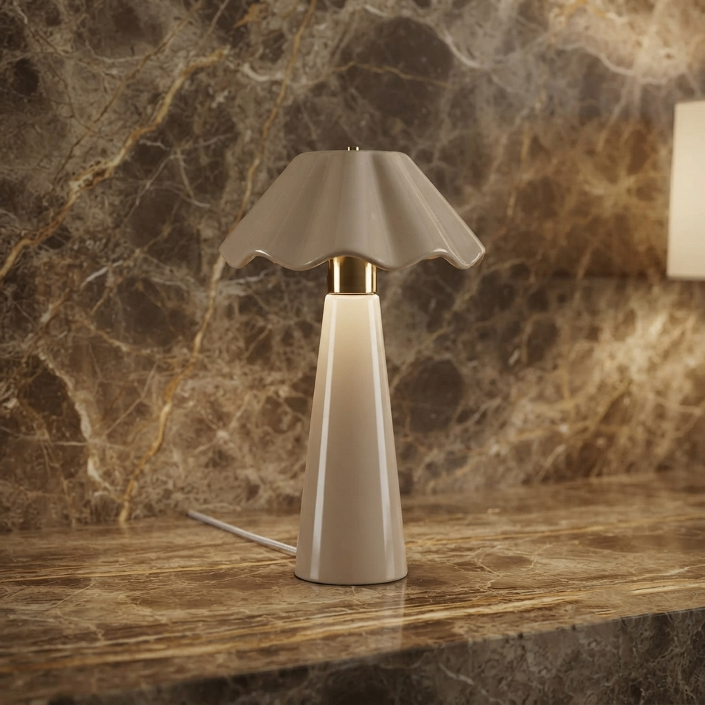 Lampe de Table Hector – Design Organique en Céramique Couleur Sable