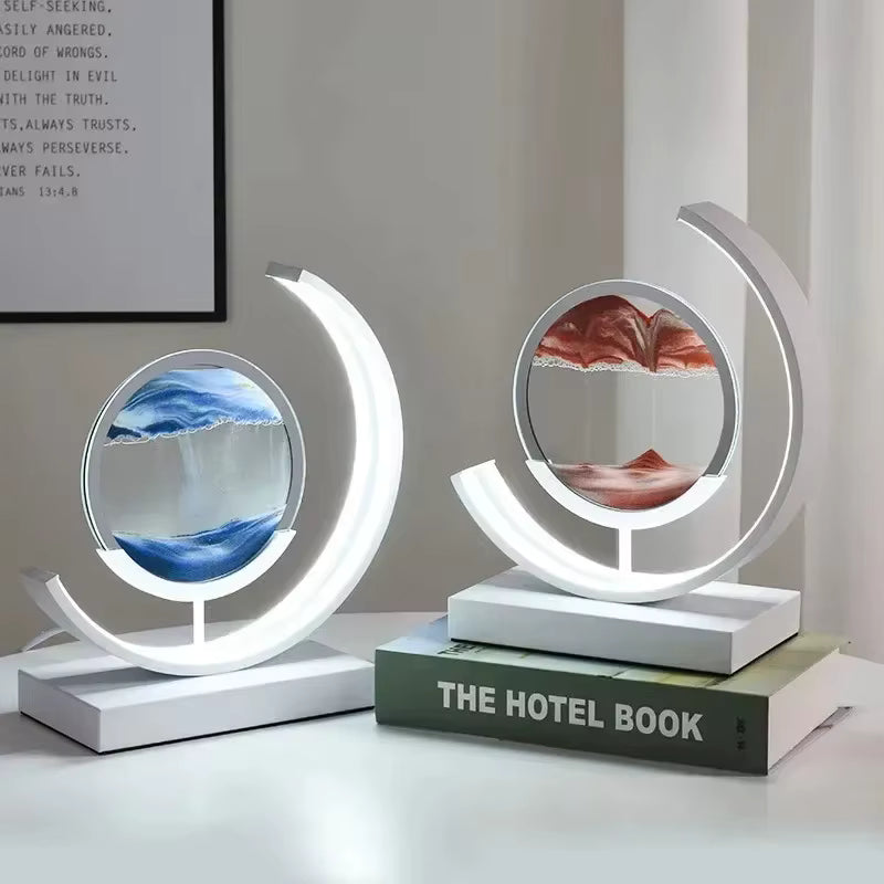 Lampe d'Art Sablier en Verre et Métal