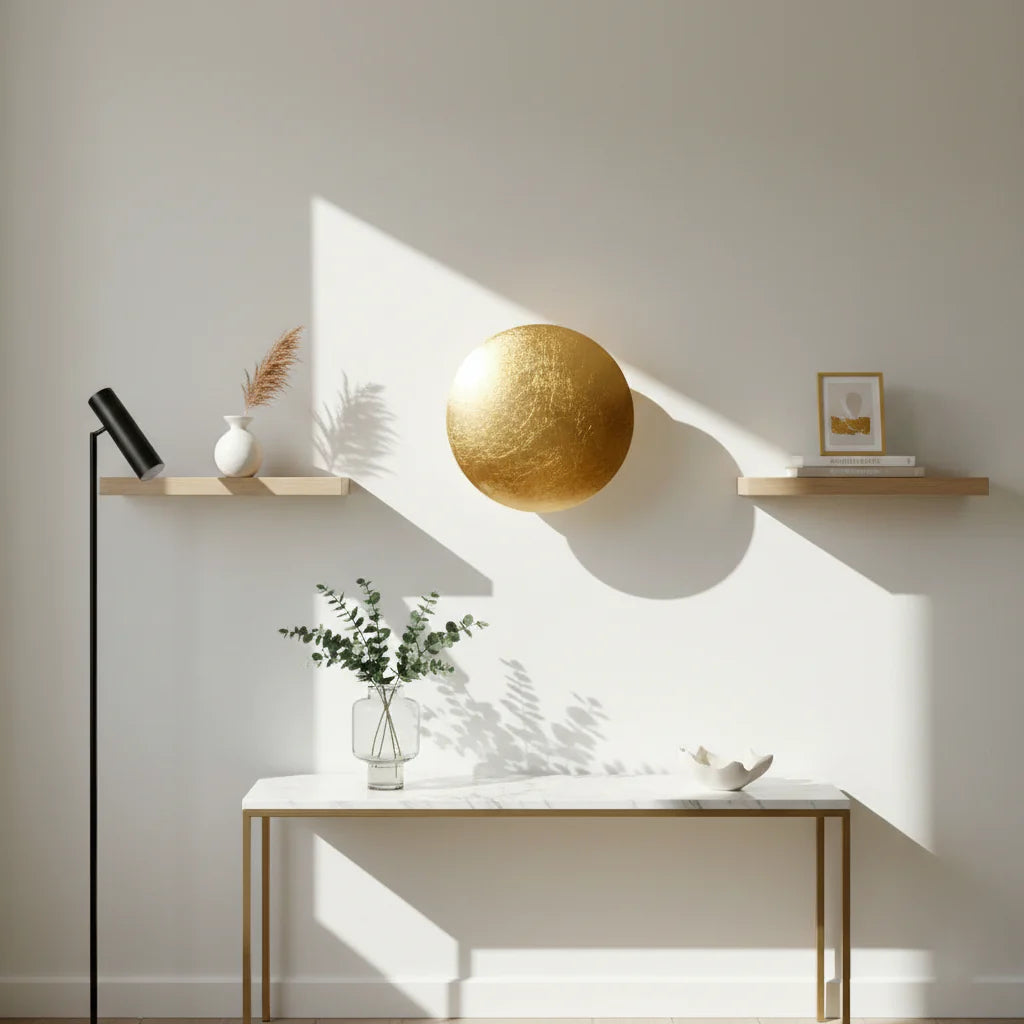 Applique Murale Éclipse de Lune – Design Luxueux en Métal Doré