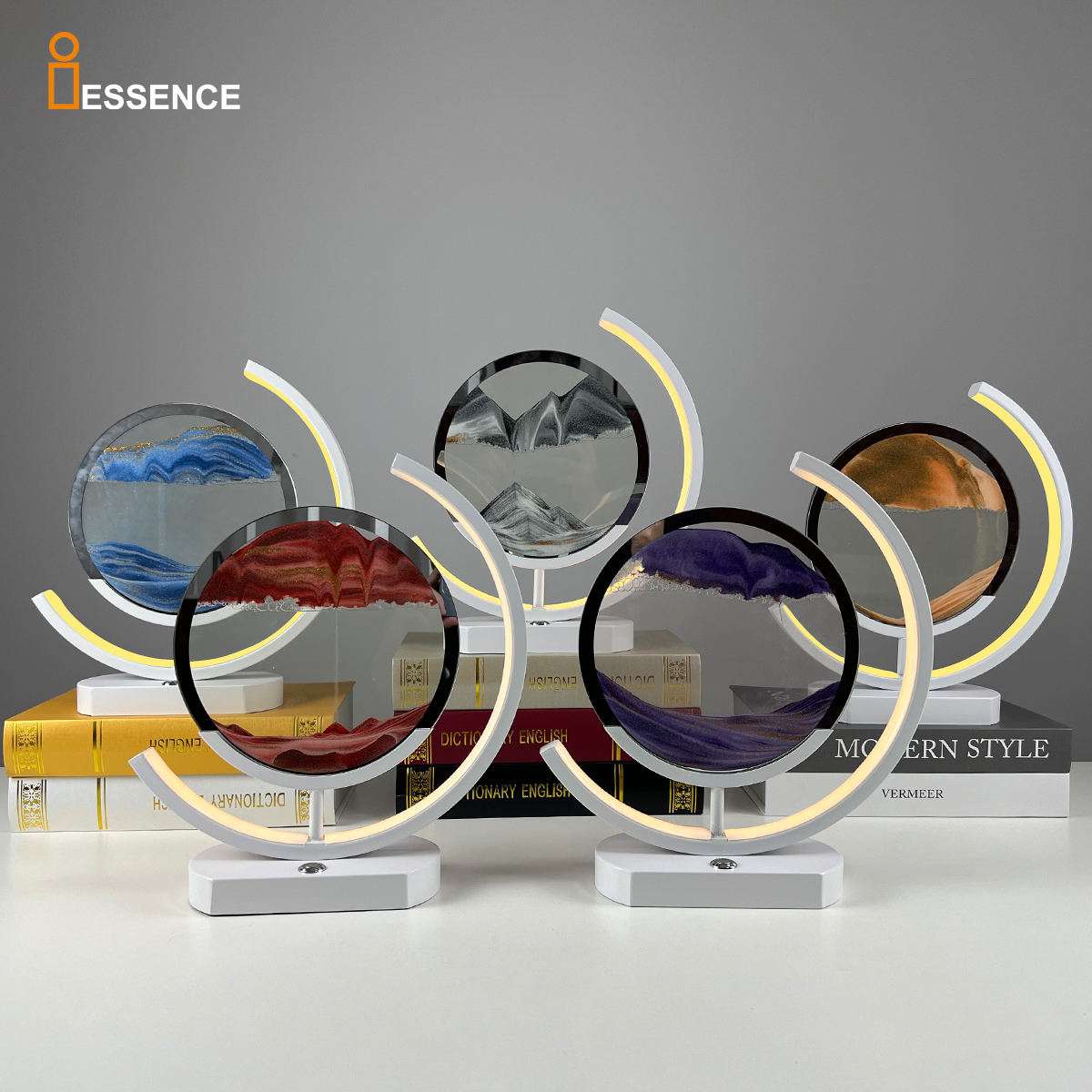 Lampe d'Art Sablier en Verre et Métal